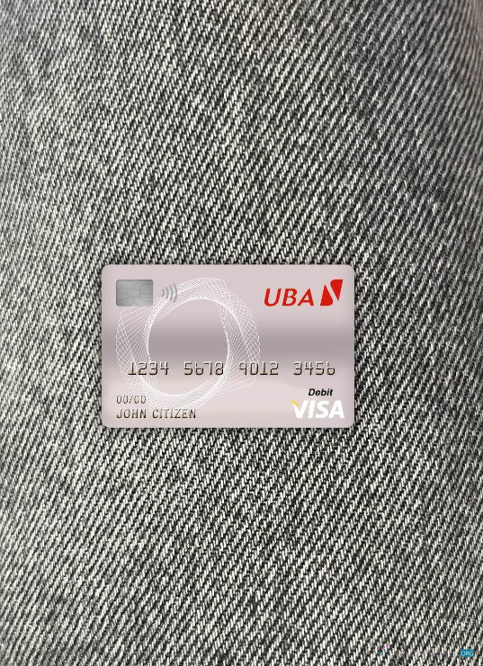 Download Cameroon UBA bank visa debit card photolook front Photoshop template